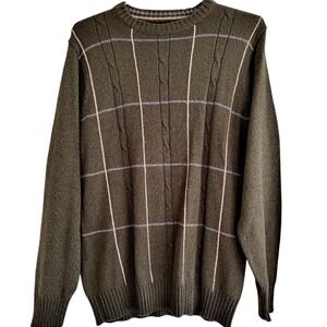 Basic Editions Olive Green Men's Medium Sweater Medium EUC Pullover‎ Crew Neck